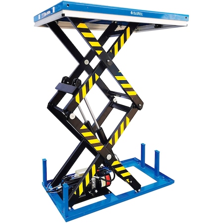 Global Industrial Power Double Scissor Lift Table, 51in x 32in, 2200 Lb. Cap, 70in Raised Height 293227